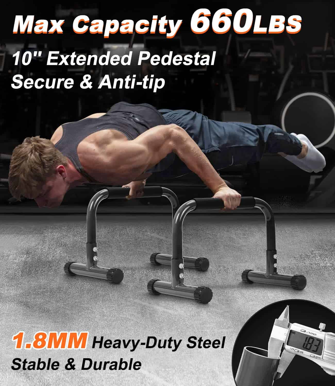 TABEKE Push Up Bar, Parallettes Bars & Dip Bars de 12 - Imagen 3