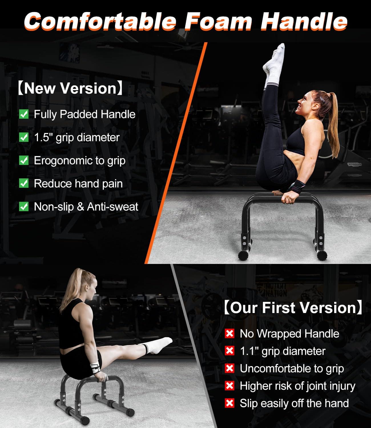 TABEKE Push Up Bar, Parallettes Bars & Dip Bars de 12 - Imagen 6