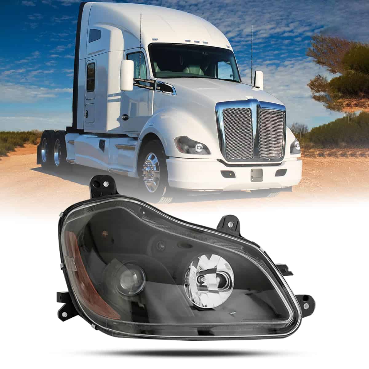 Faros delanteros Sterlix negros Kenworth T680 2013-2021