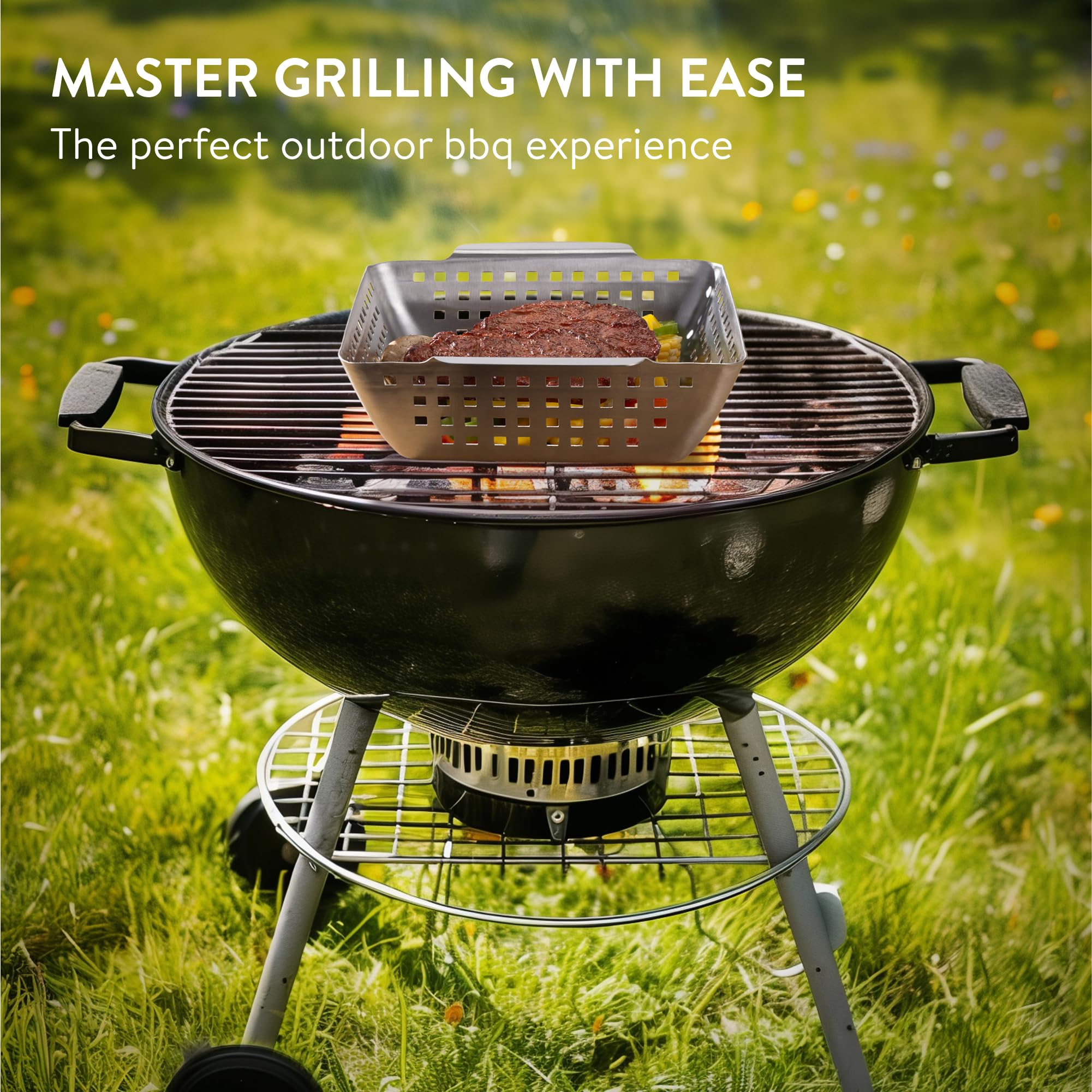 Cesta de Parrilla de Barbacoa de Acero Inoxidable Navaris - - Imagen 3