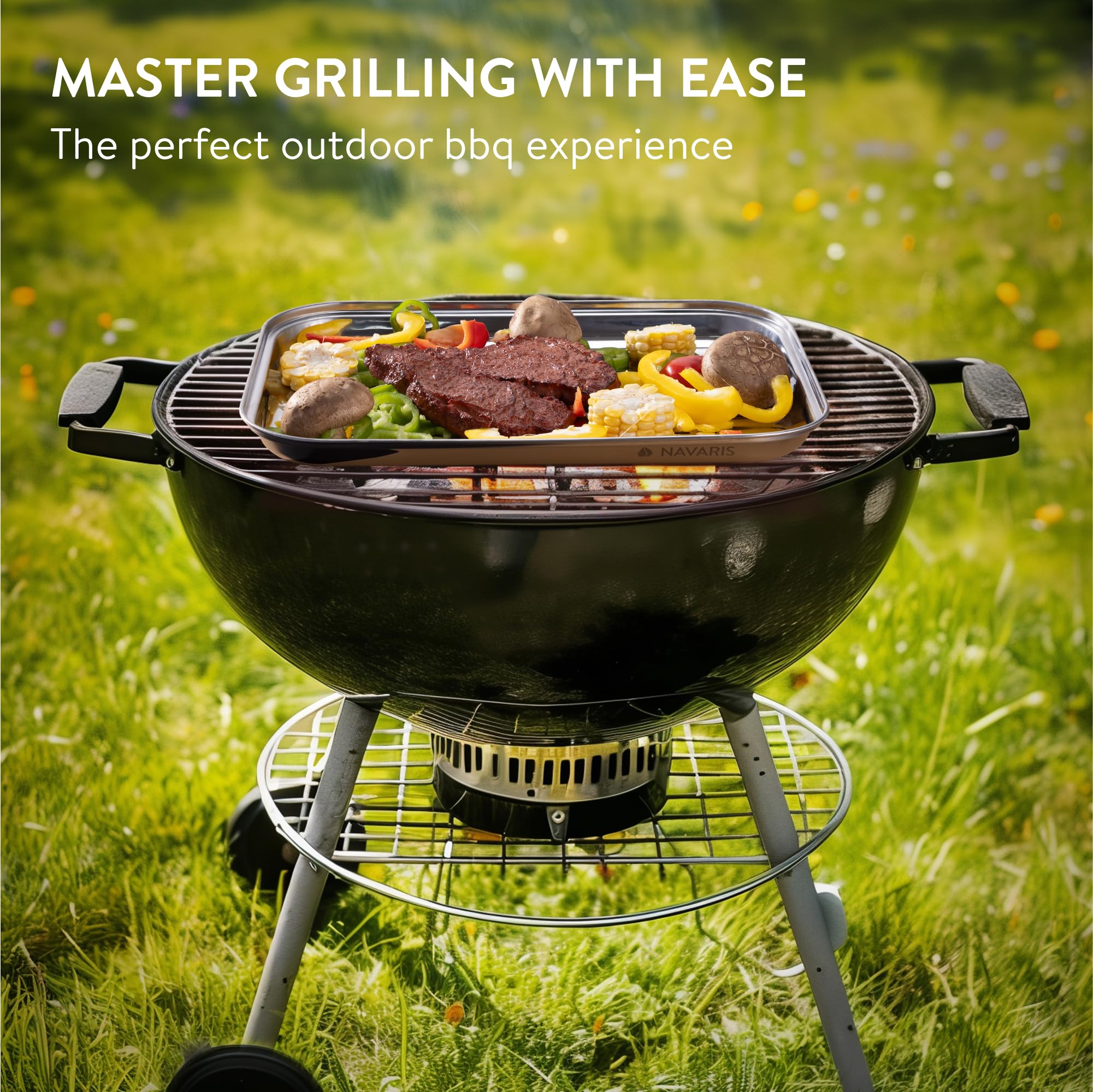 Bandeja de Parrilla de Barbecue de Acero Inoxidable Navaris - Imagen 3