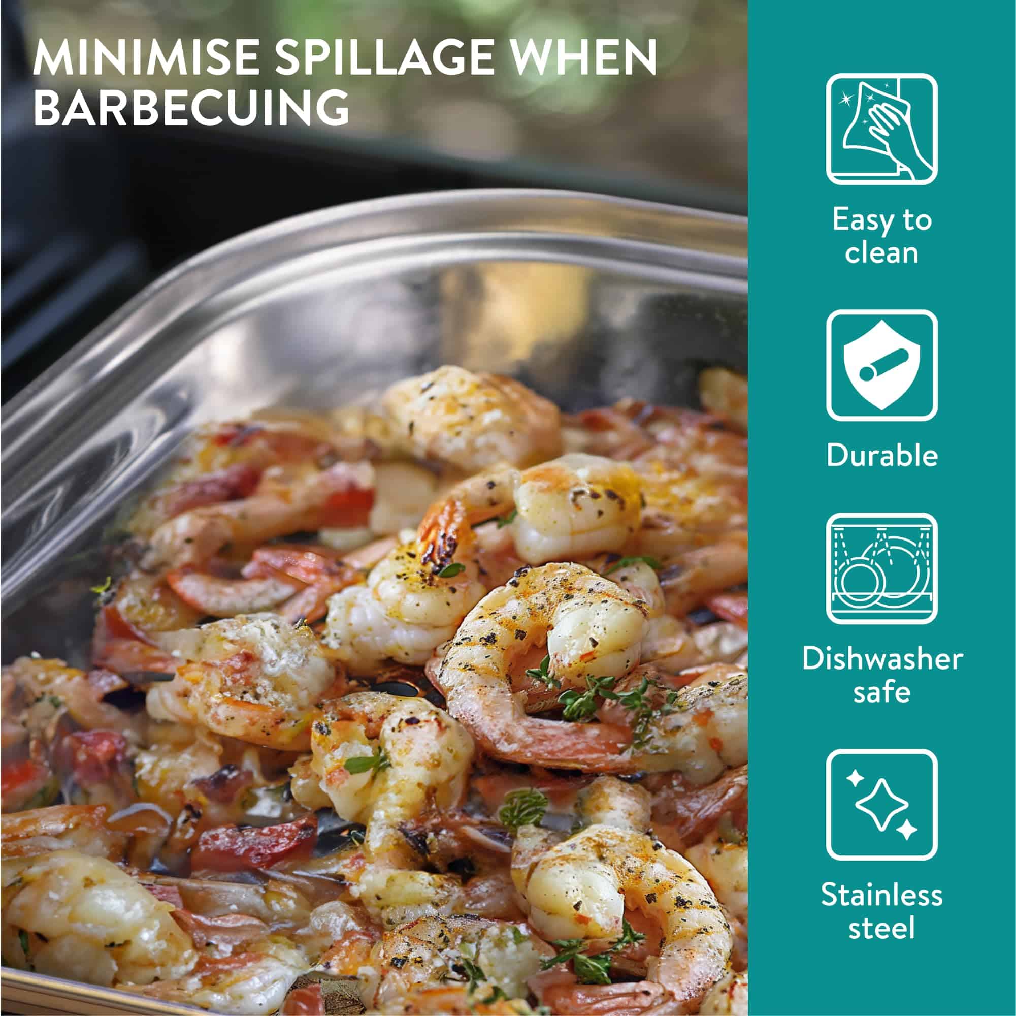 Bandeja de Parrilla de Barbecue de Acero Inoxidable Navaris - Imagen 5