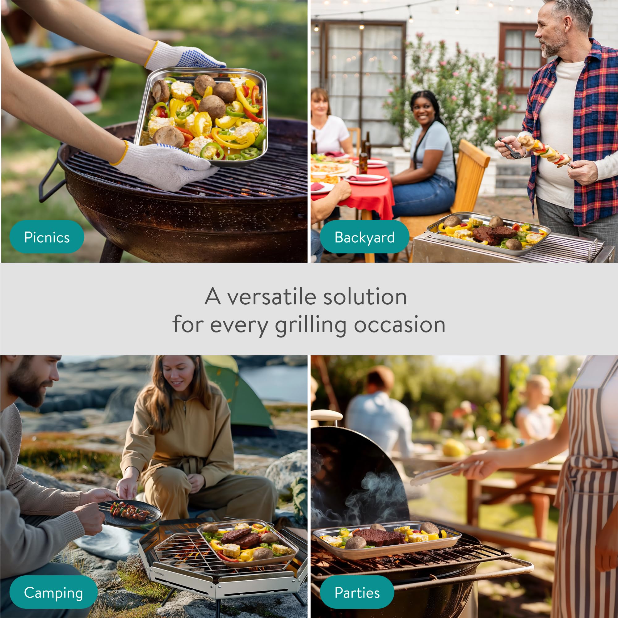 Bandeja de Parrilla de Barbecue de Acero Inoxidable Navaris - Imagen 6