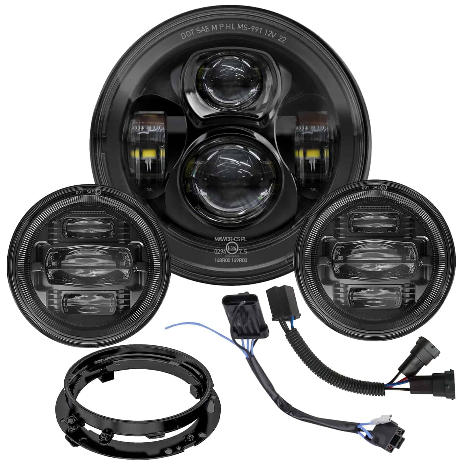 Nuevo faro LED de 7 pulgadas para motocicleta + 4.5" luces