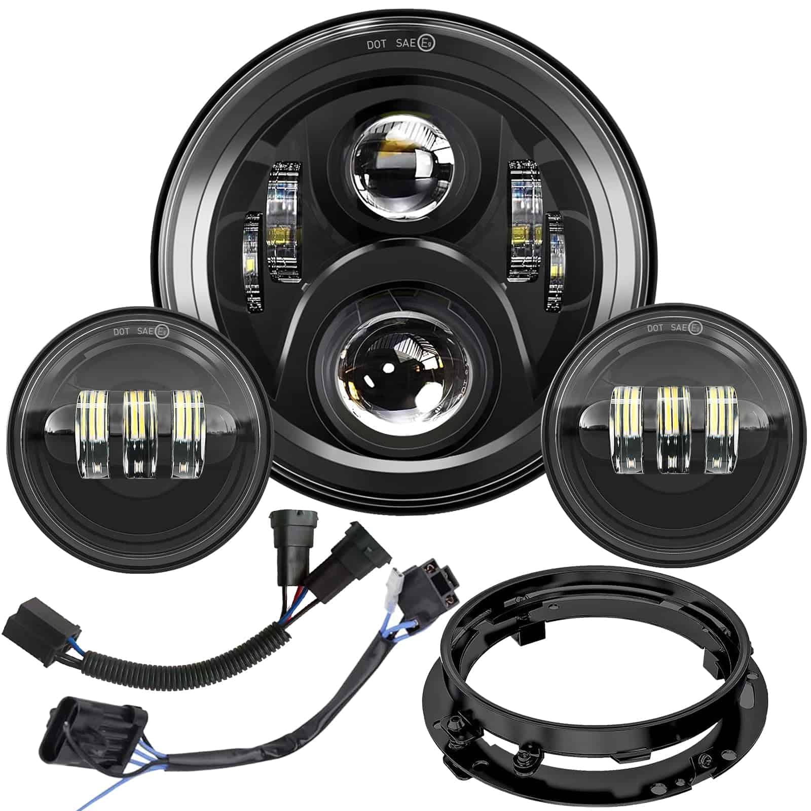 Faros delanteros LED de motocicleta de 7 -negro