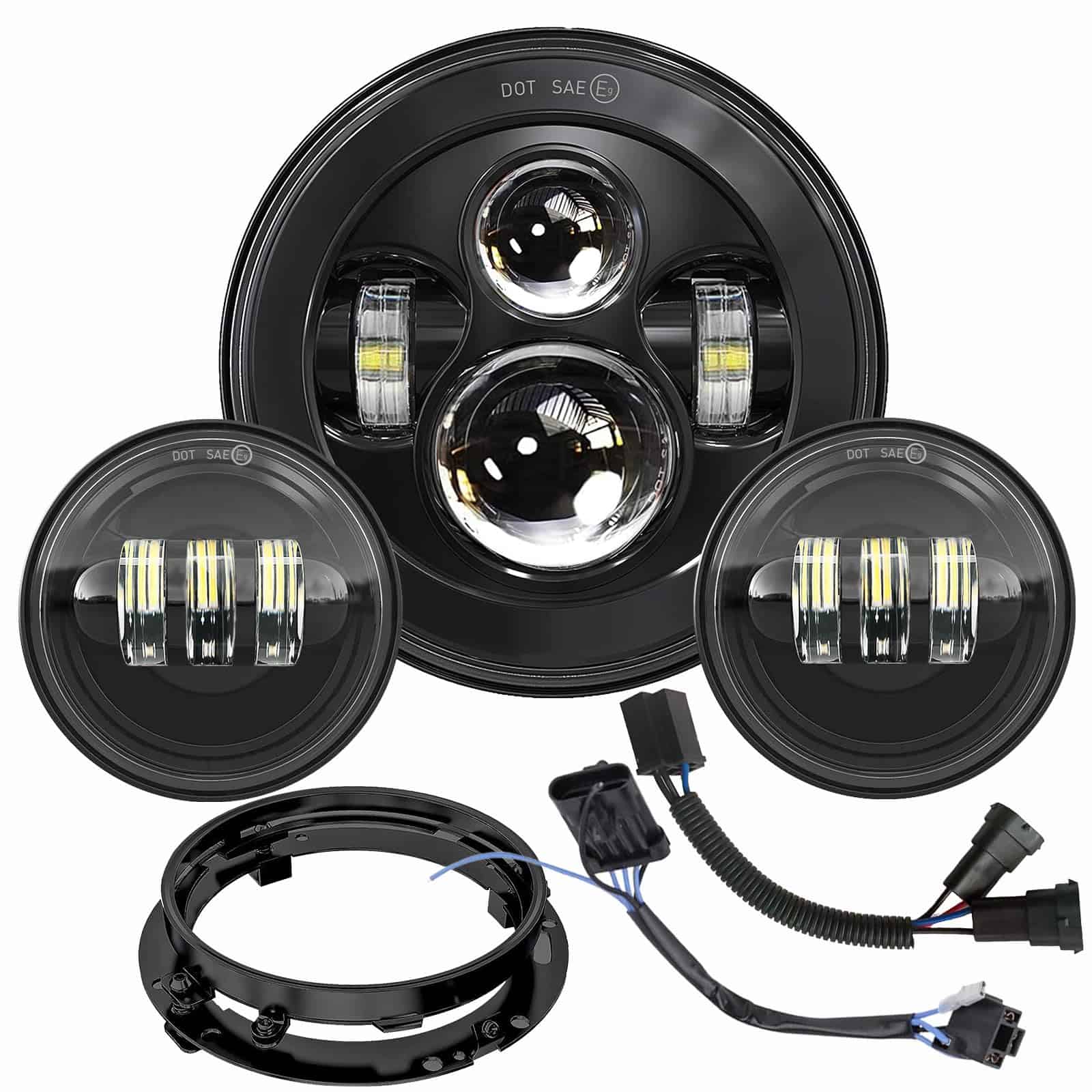 Faros delanteros LED de motocicleta de 7 pulgadas con luces