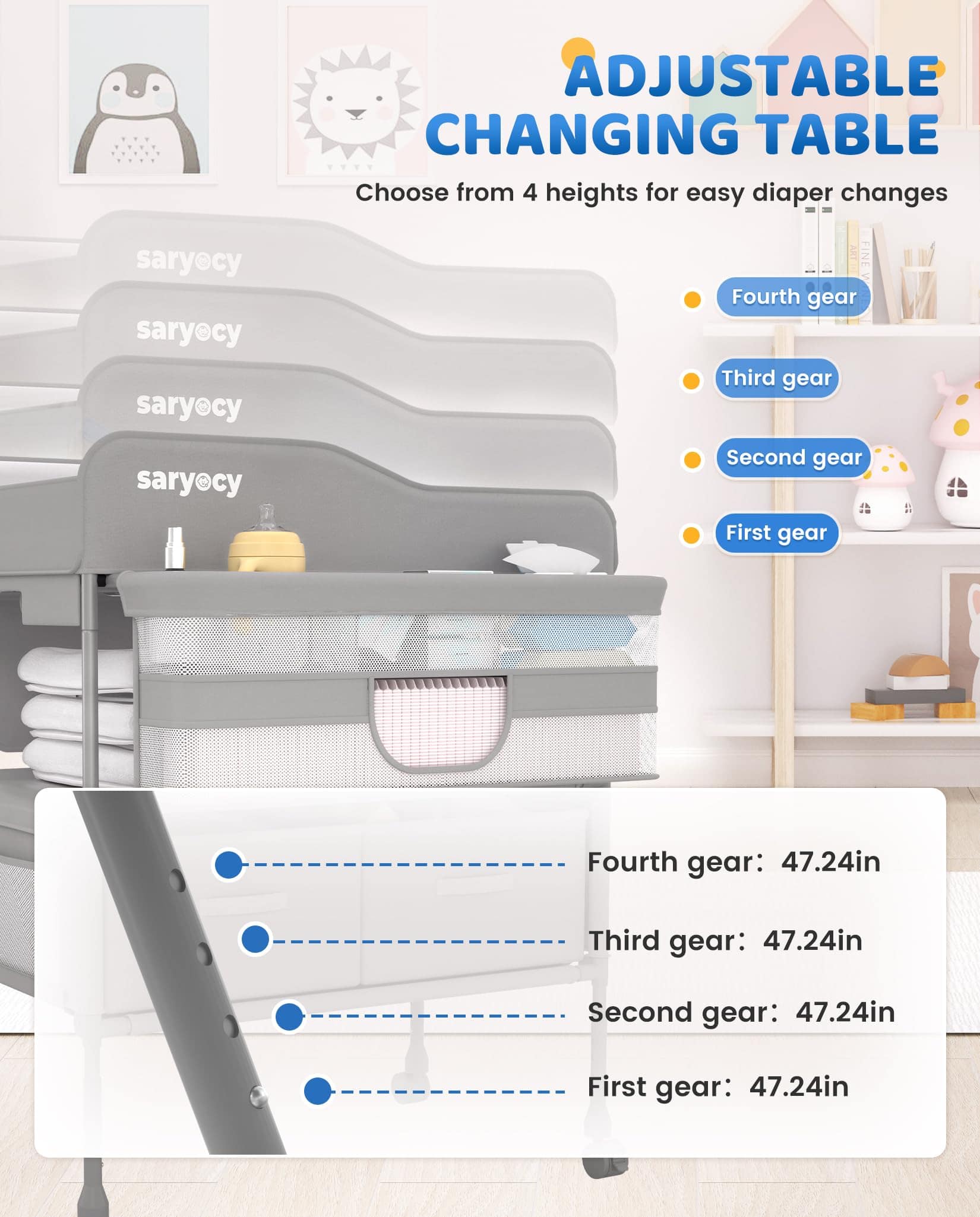 Mesa de Cambio para Bebés Saryocy, Mesa de Cambio Plegable - Imagen 3
