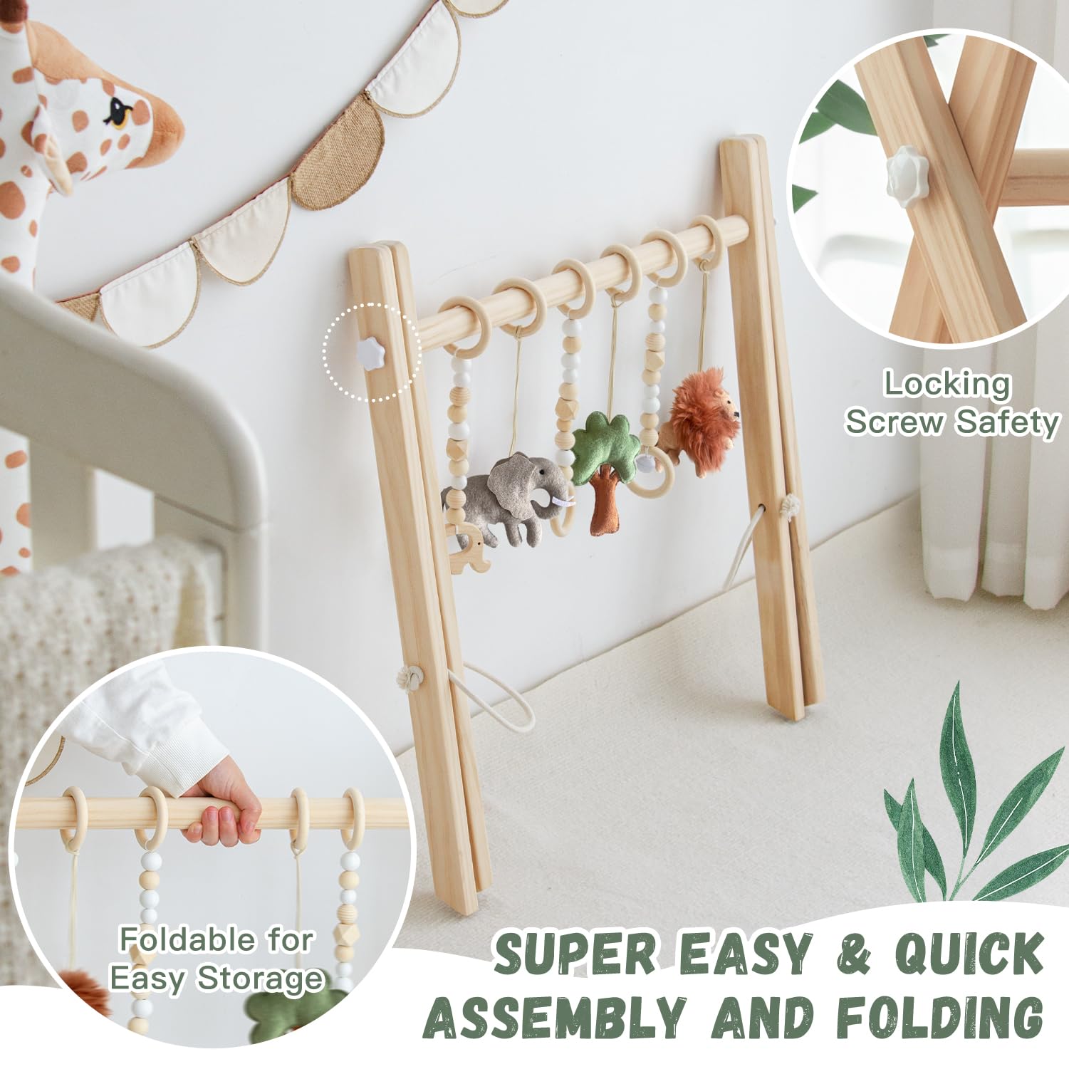 Gimnasio de Juegos para Bebés de Madera Razee, Tapete de - Imagen 3