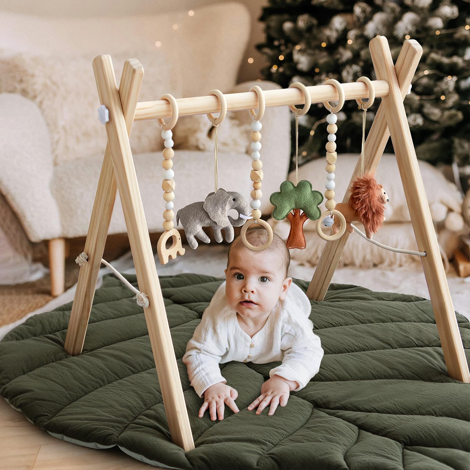 Gimnasio de Juegos para Bebés de Madera Razee, Tapete de - Imagen 8