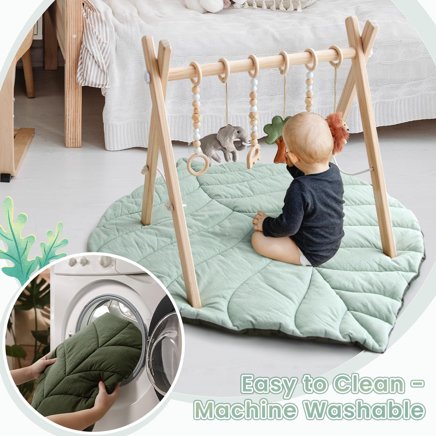 Gimnasio de Juegos para Bebés de Madera Razee, Tapete de - Imagen 5