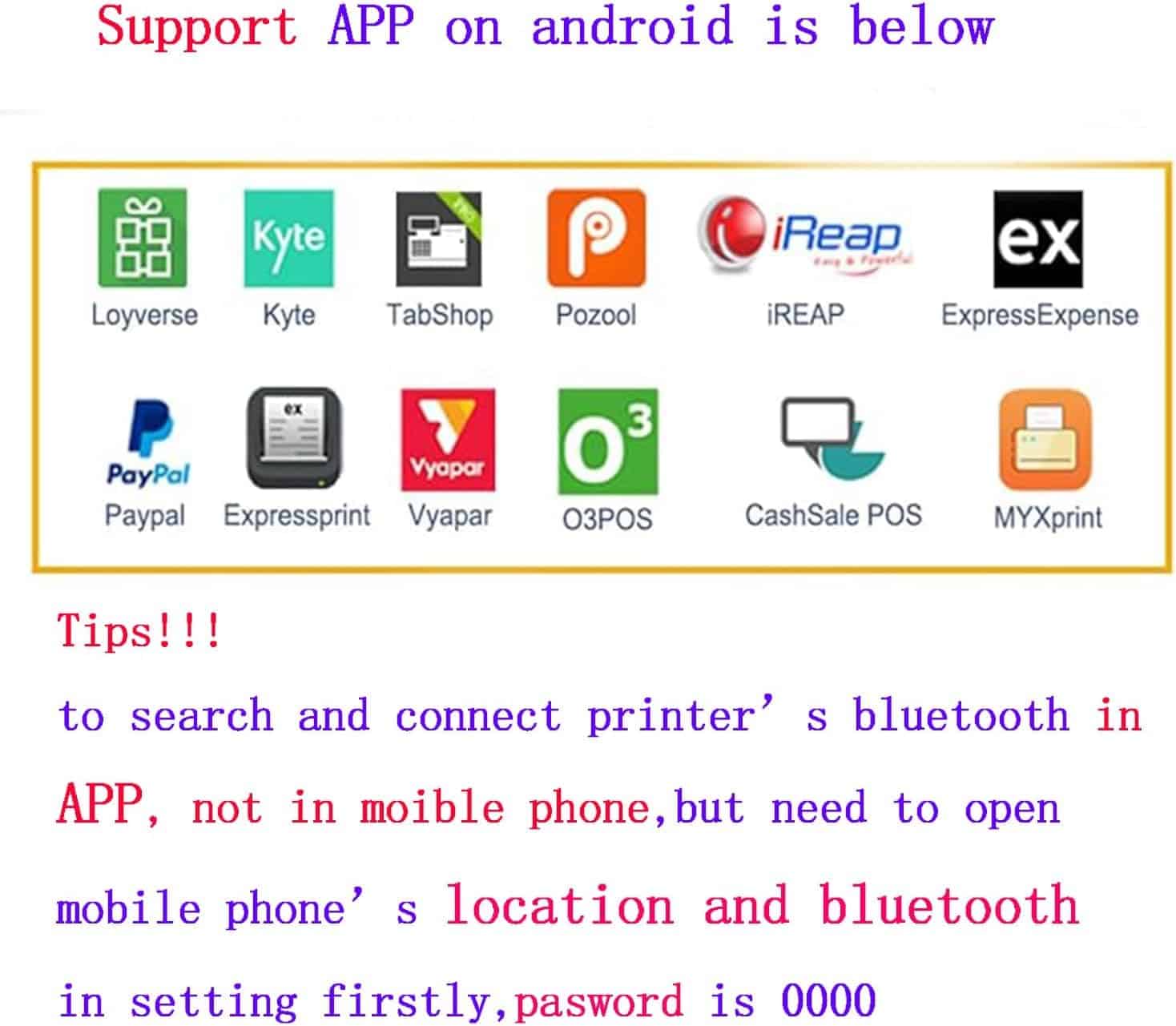 Impresora térmica portátil bluetooth de recibos de 80 mm, - Imagen 4