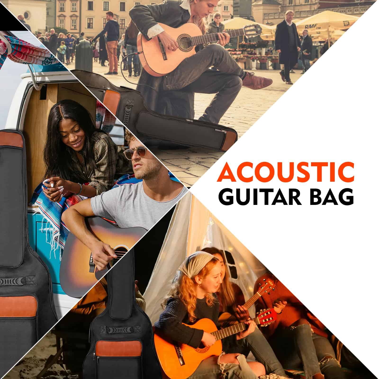 Funda de Guitarra Acústica NAGAN con Acolchado -Negro - Imagen 8