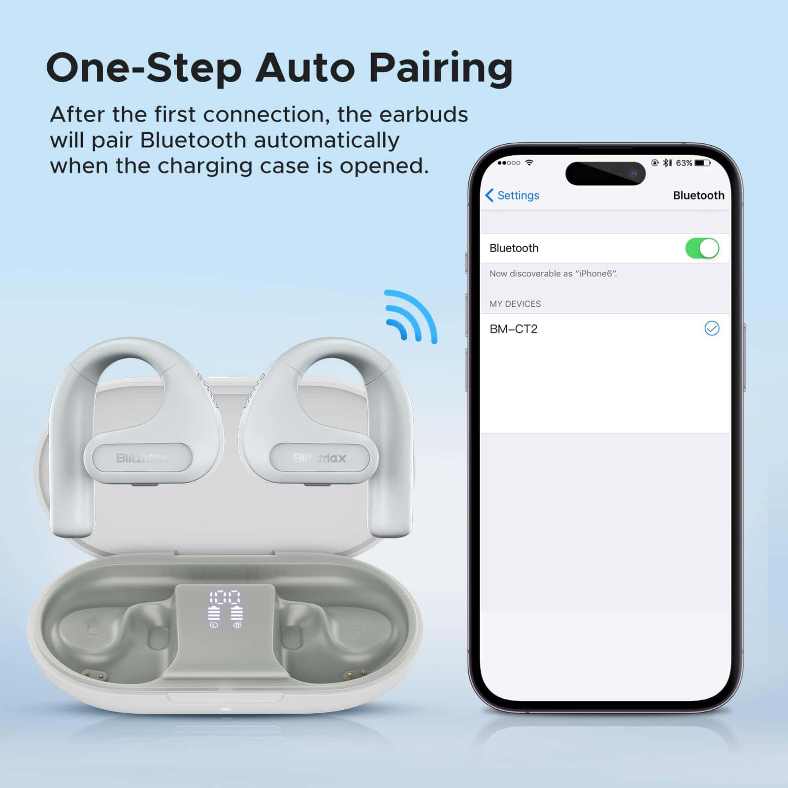 Audífonos inalámbricos de oído abierto -Gris - Imagen 8