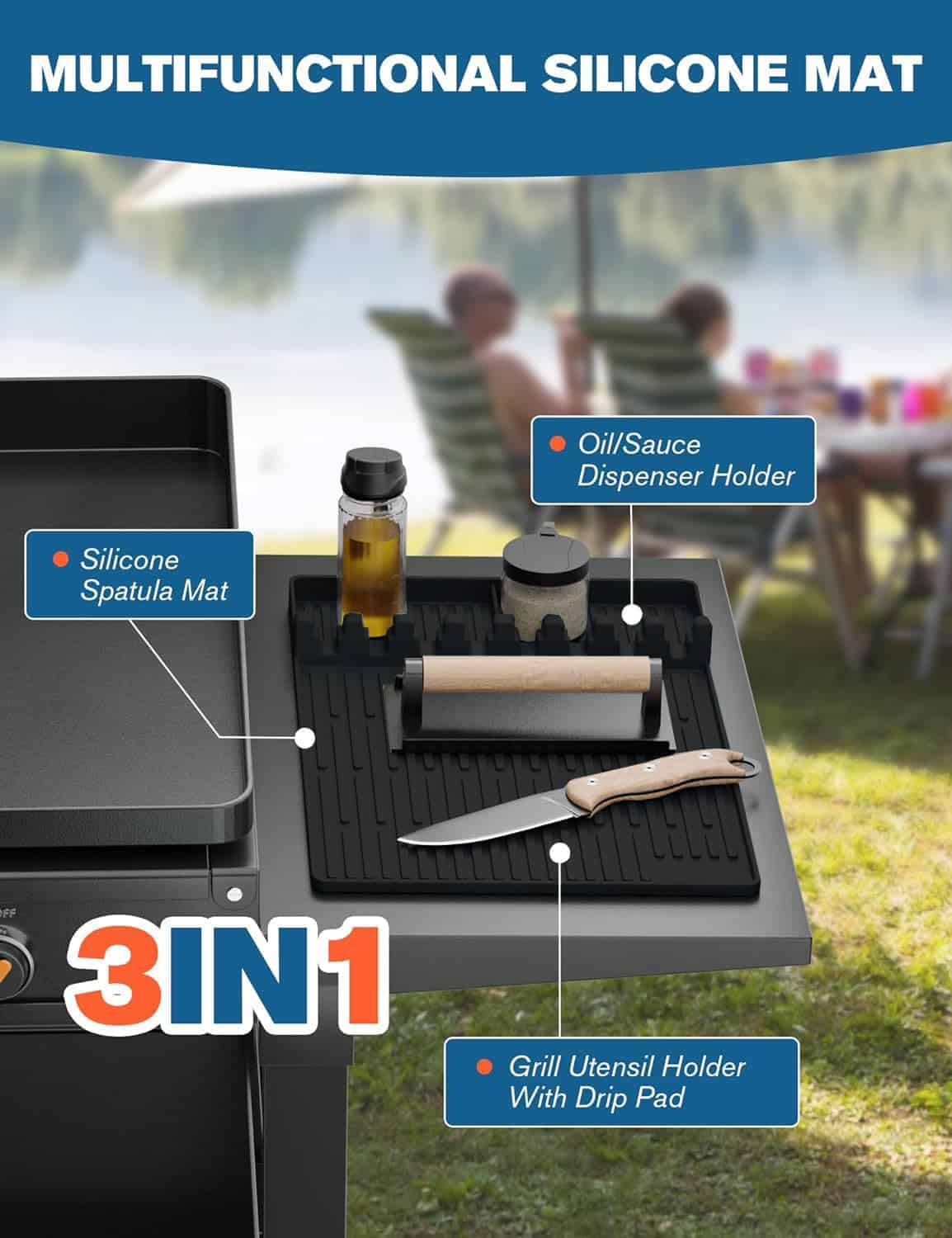 Tapete de Silicona 3 en 1 para Parrilla Blackstone, Gran - Imagen 5