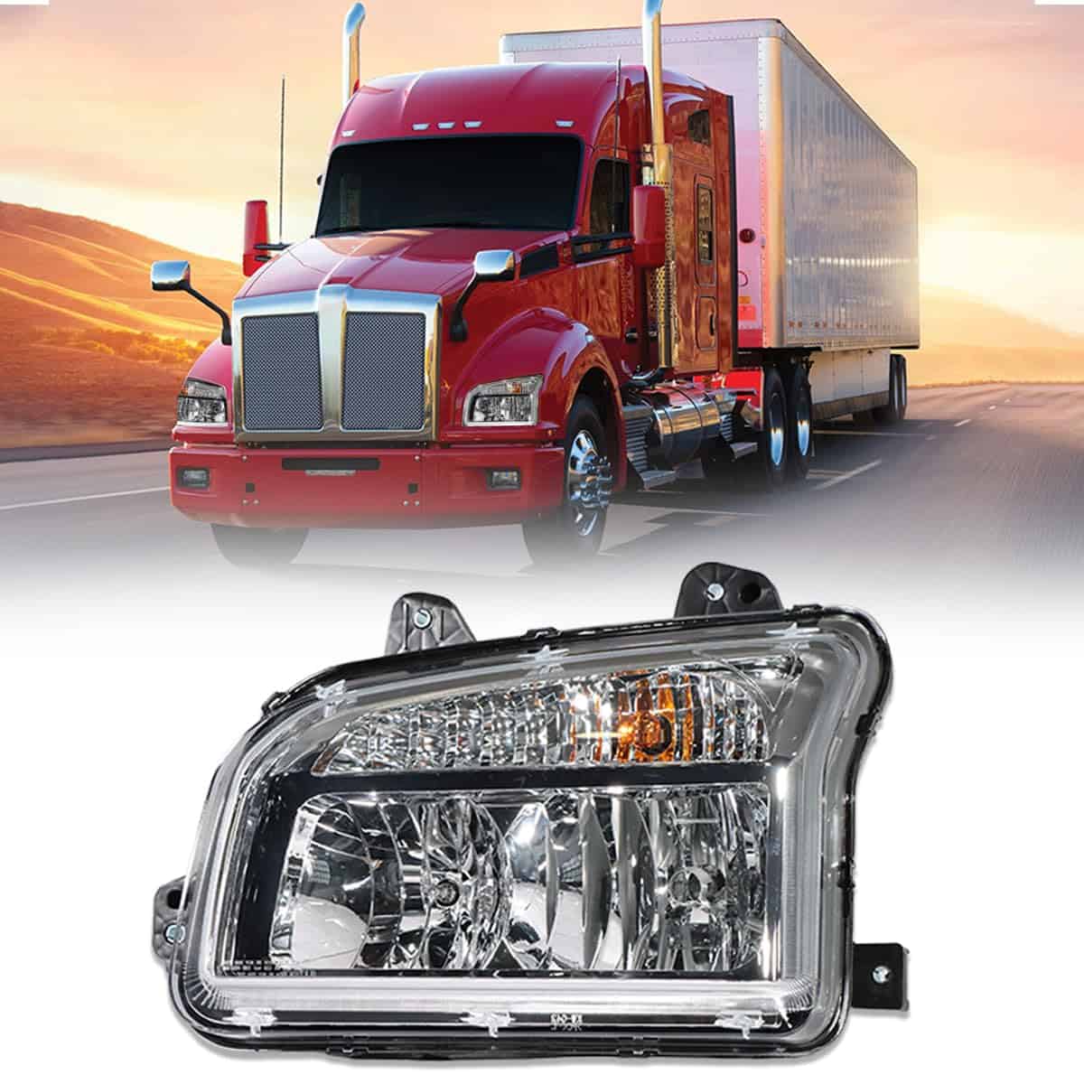 Faros Cromados Sterlix para Kenworth T880 2014-2023 Montaje