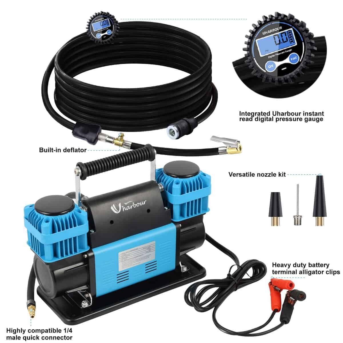 Compresor de Aire 12V Dual Offroad Uharbour con Medidor de - Imagen 3