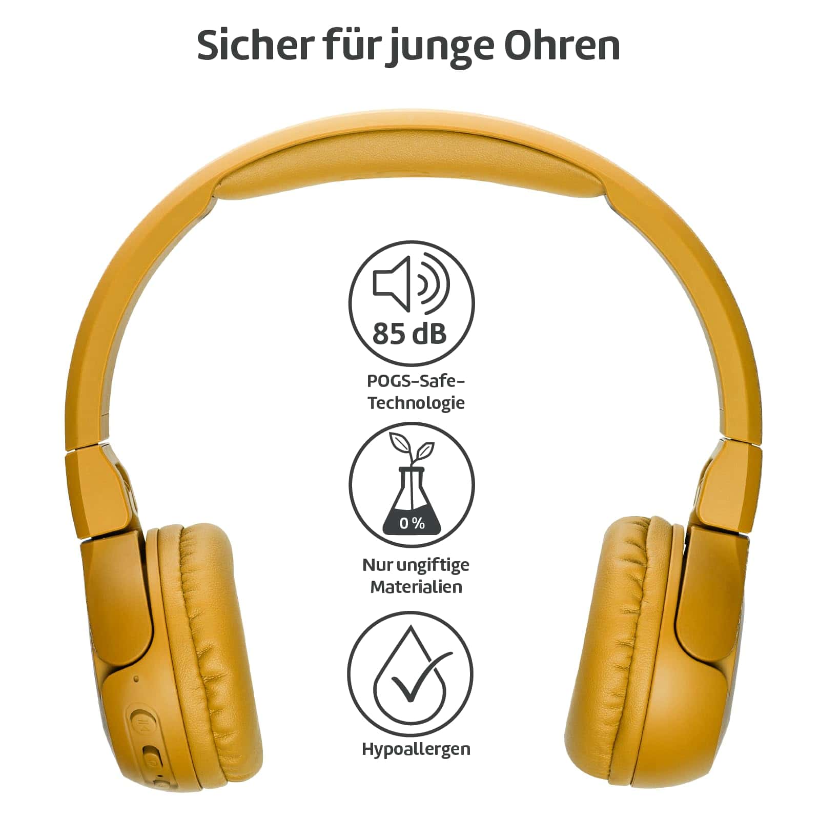 Audífonos inalámbricos Bluetooth POGS Kids | -Amarillo - Imagen 4