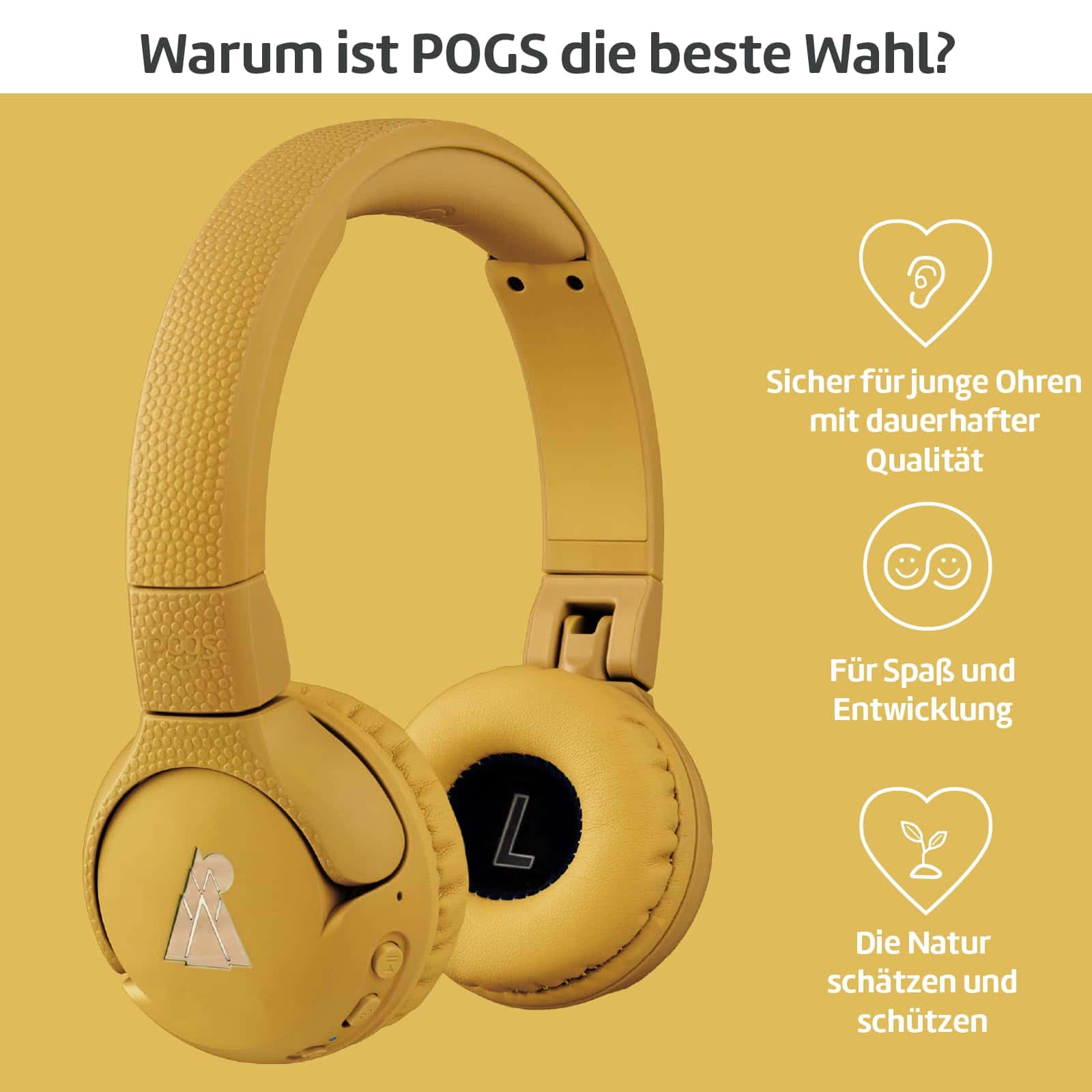Audífonos inalámbricos Bluetooth POGS Kids | -Amarillo - Imagen 9