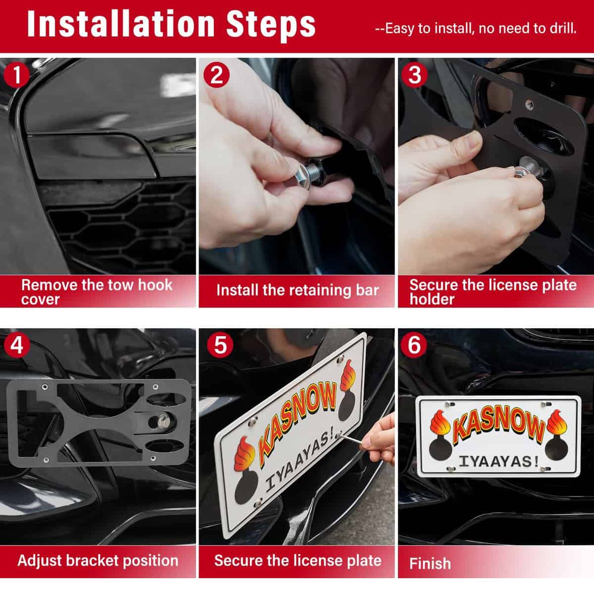 Soporte de montaje de placa de matrícula -Black - Imagen 8