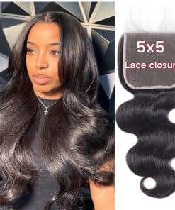 Cierre de Encaje 5x5 Onda del Cuerpo Pelo Humano Virgen