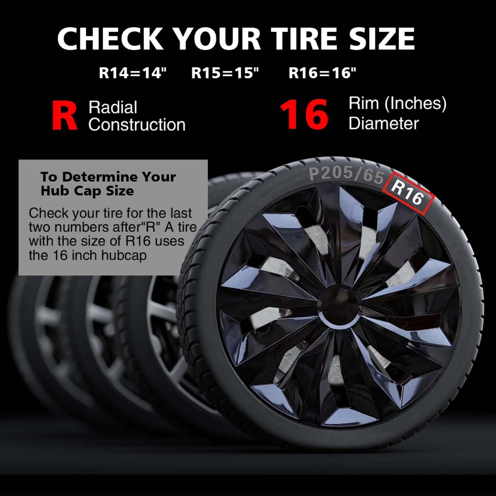 Tapacubos Negro YOLOCKEY15 Cubierta del Rin de la Rueda - Imagen 4