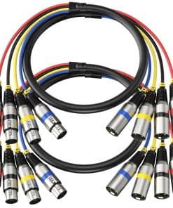 Heams 2 Pack Professional 4 Channel XLR Snake Cables 6FT,