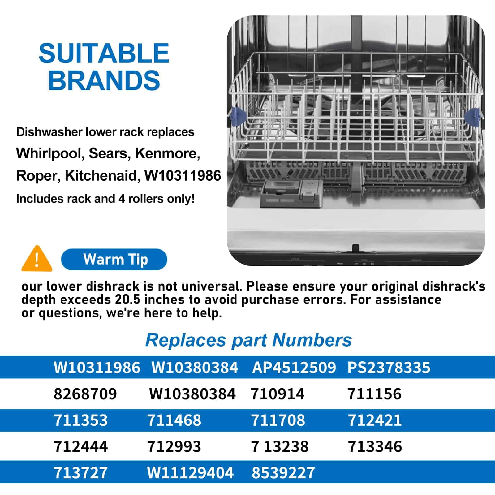 Canasta Inferior de Lavavajillas OEM para Whirlpool - Imagen 5