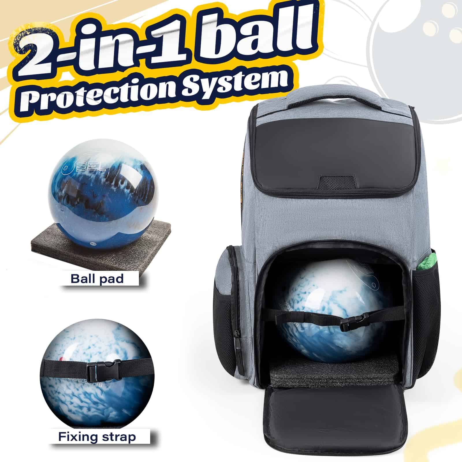 UNIHIMAL Bolsa de bolos, Mochila para una Bola con - Imagen 3