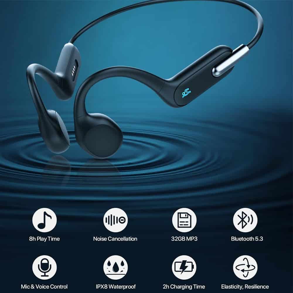 Audífonos de natación profesionales AYI True Bone -Negro - Imagen 6