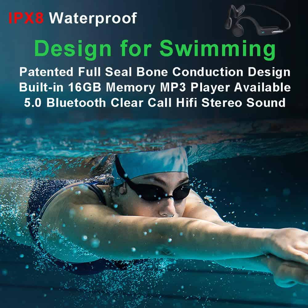 Audífonos de natación profesionales AYI True Bone -Negro - Imagen 3