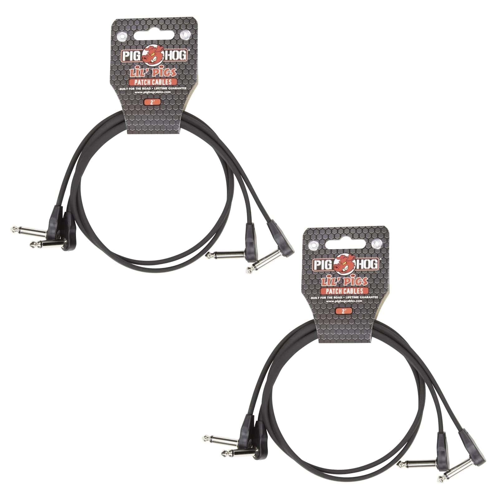 Cables de conexión planos Pig Hog PHLSK2BK, negro, 2 pies