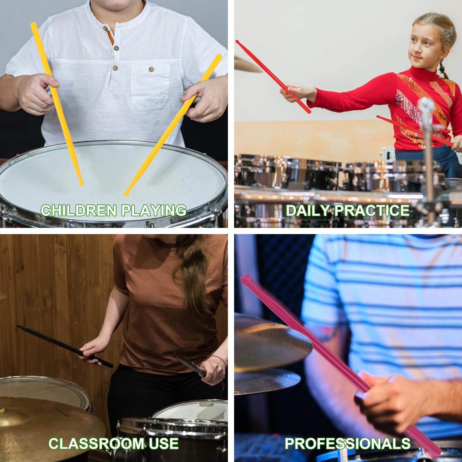 12 pares de baquetas, Baquetas de Tambor de Alta Calidad 16 - Imagen 8