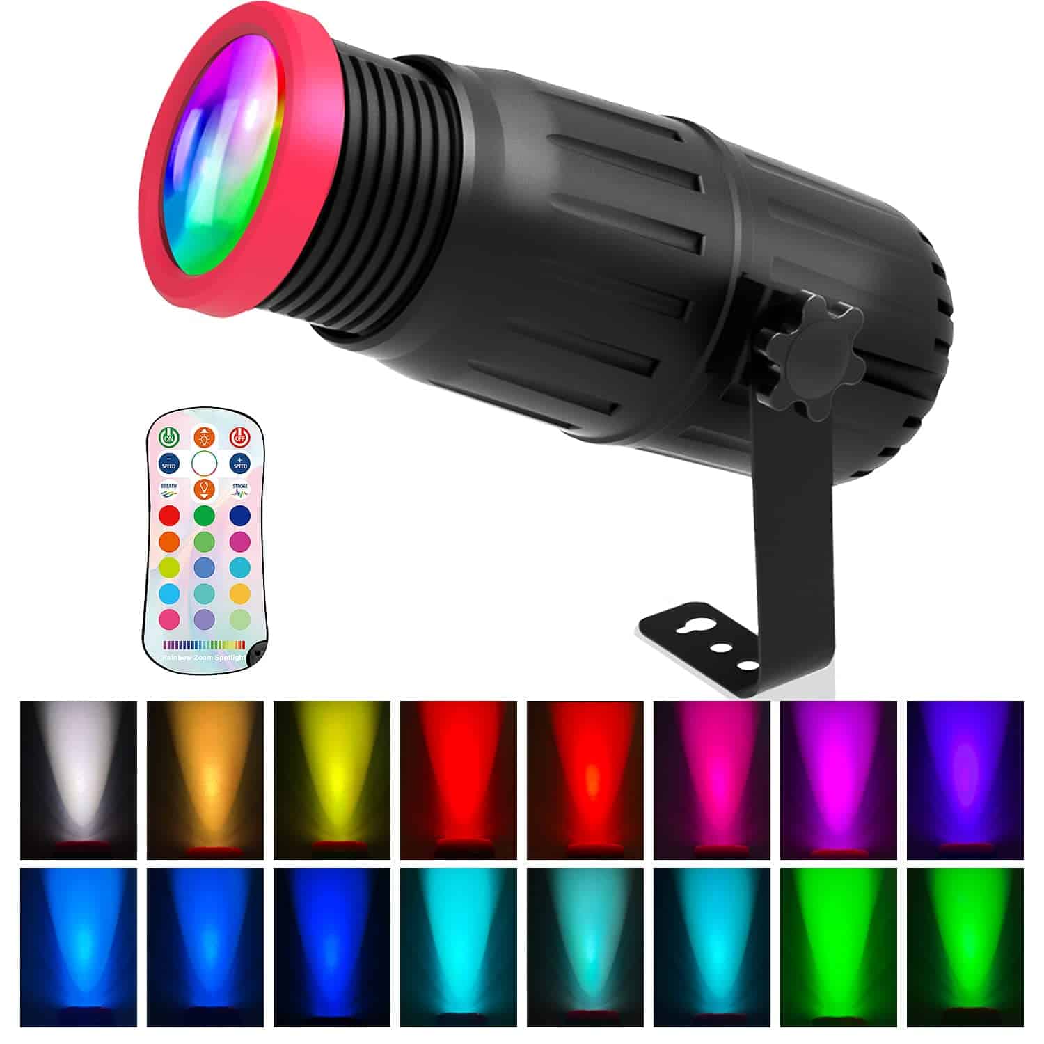 Luces Pinspot OHiHi, Foco LED de Enfoque Manual, 16 Colores