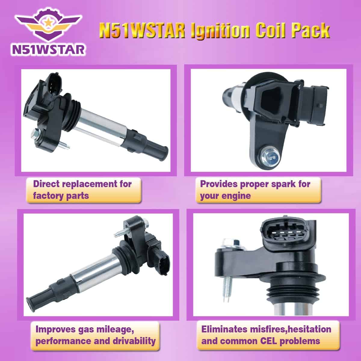 Conjunto de 6 bobinas de encendido N51WSTARI UF375 - Imagen 3