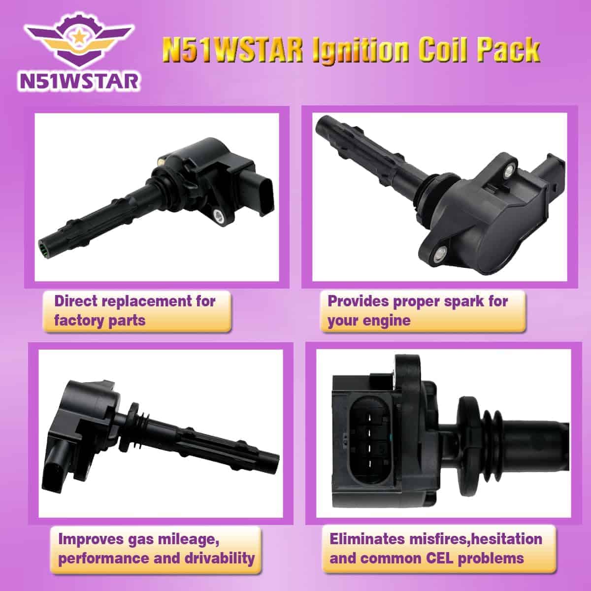 Conjunto de 6 Bobinas de Encendido N51WSTAR Uf535 - Imagen 3