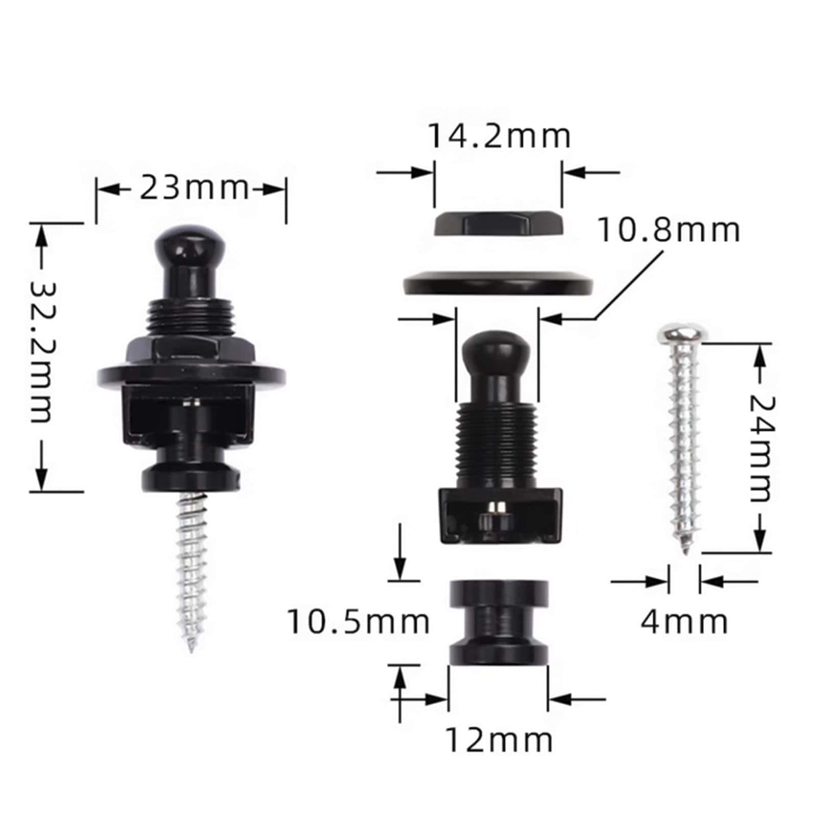 Botones de Bloqueo para Correa de Guitarra 2 PCS Guitar - Imagen 4