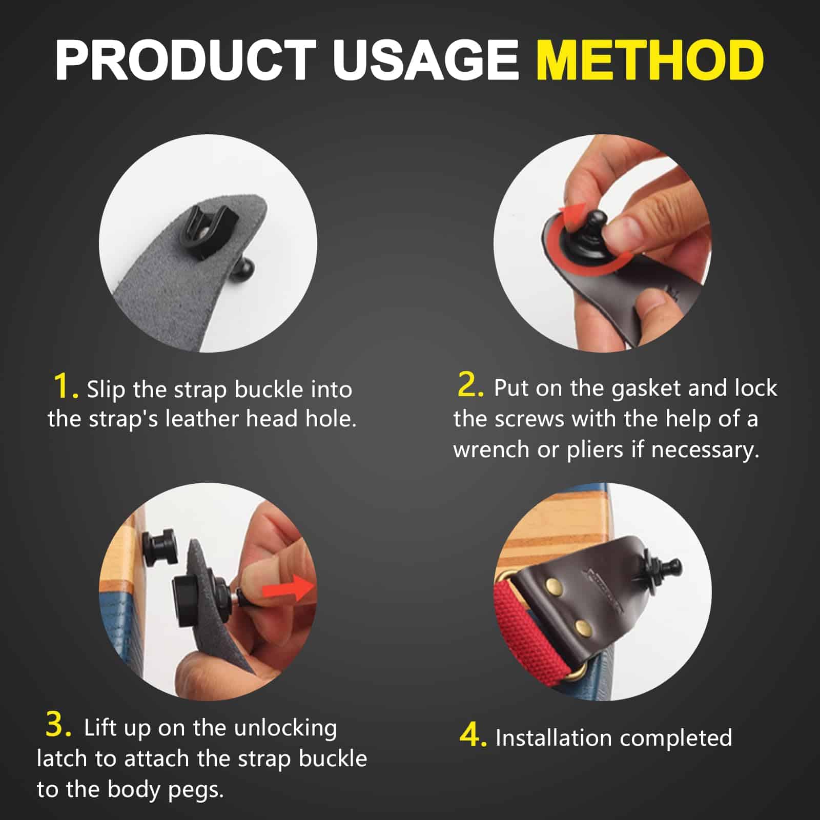 Botones de Bloqueo para Correa de Guitarra 2 PCS Guitar - Imagen 7