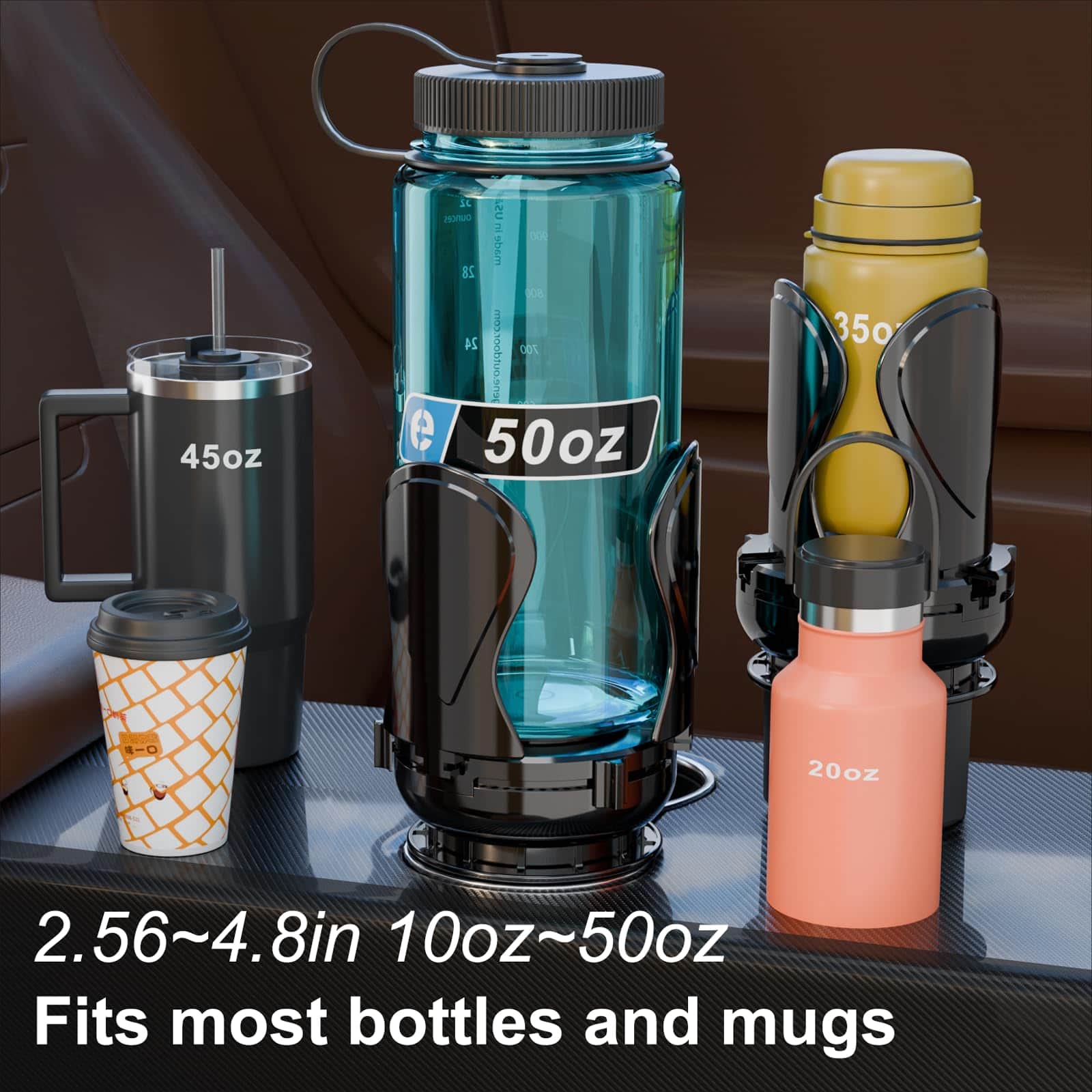 2Pack Expansor de Portavasos para Coche, Adaptador de - Imagen 4