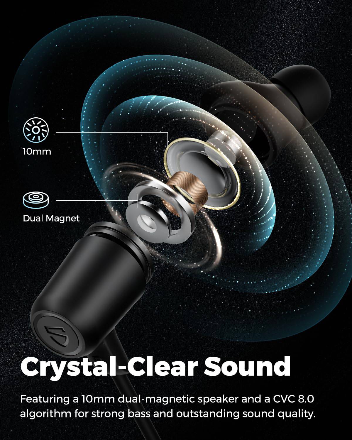 Audífonos inalámbricos SoundPEATS Q35 HD+ Neckband, - Imagen 3