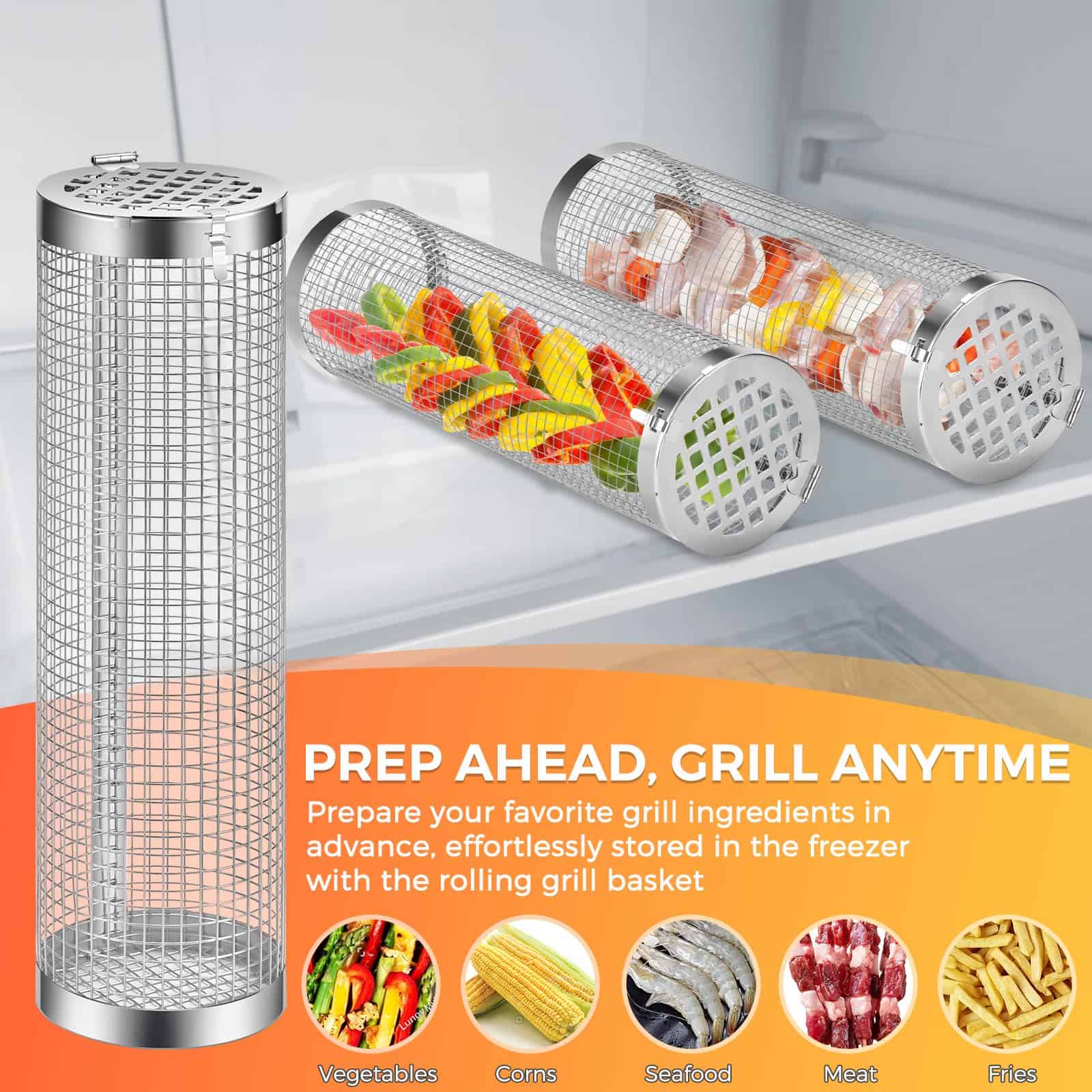 Cesta de parrilla giratoria, 2 PCS Cesta de parrilla BBQ de - Imagen 7