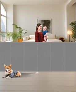 Puerta de bebé retráctil de 150 pulgadas con -Gris