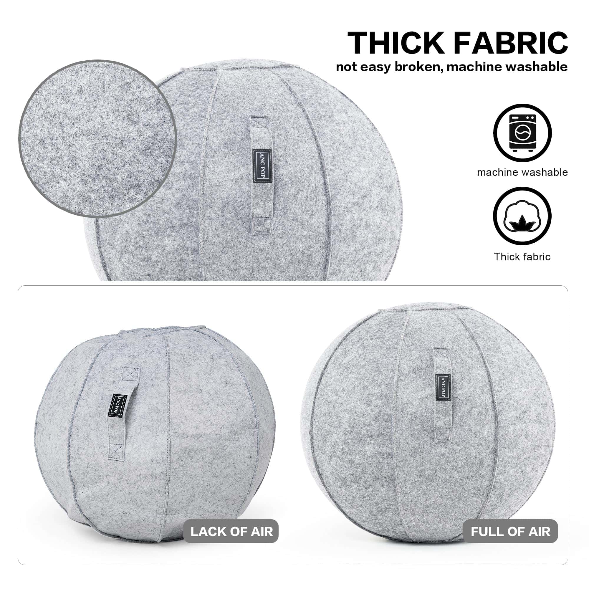 ANC POP Pelota de Yoga, Pelota de Ejercicio -Blanco Nieve - Imagen 5