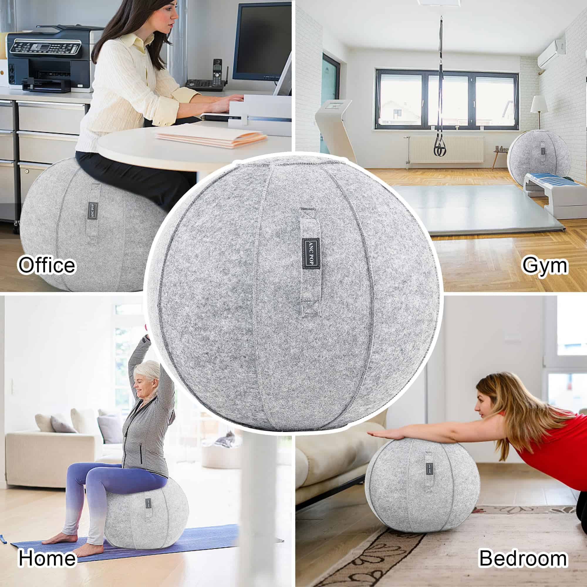 ANC POP Pelota de Yoga, Pelota de Ejercicio -Blanco Nieve - Imagen 8