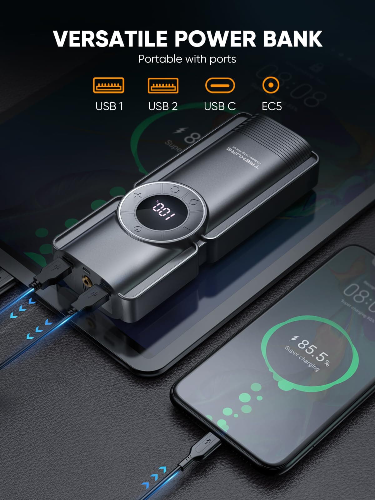 Arrancador de Batería de Coche Portátil TREKURE con - Imagen 5