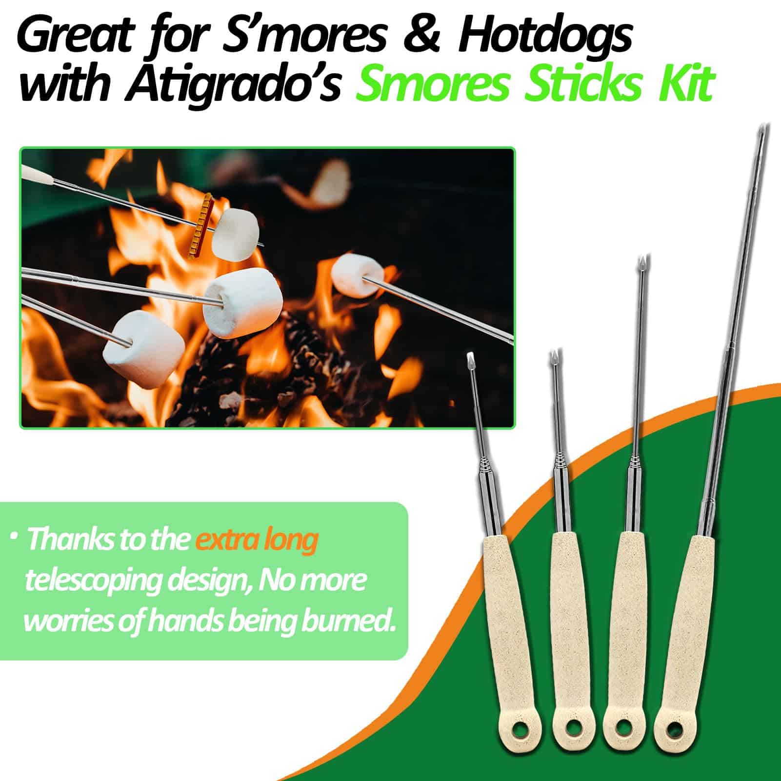Atigrado 10 Pcs 32 pulgadas Kit de Palos para Asar - Imagen 5