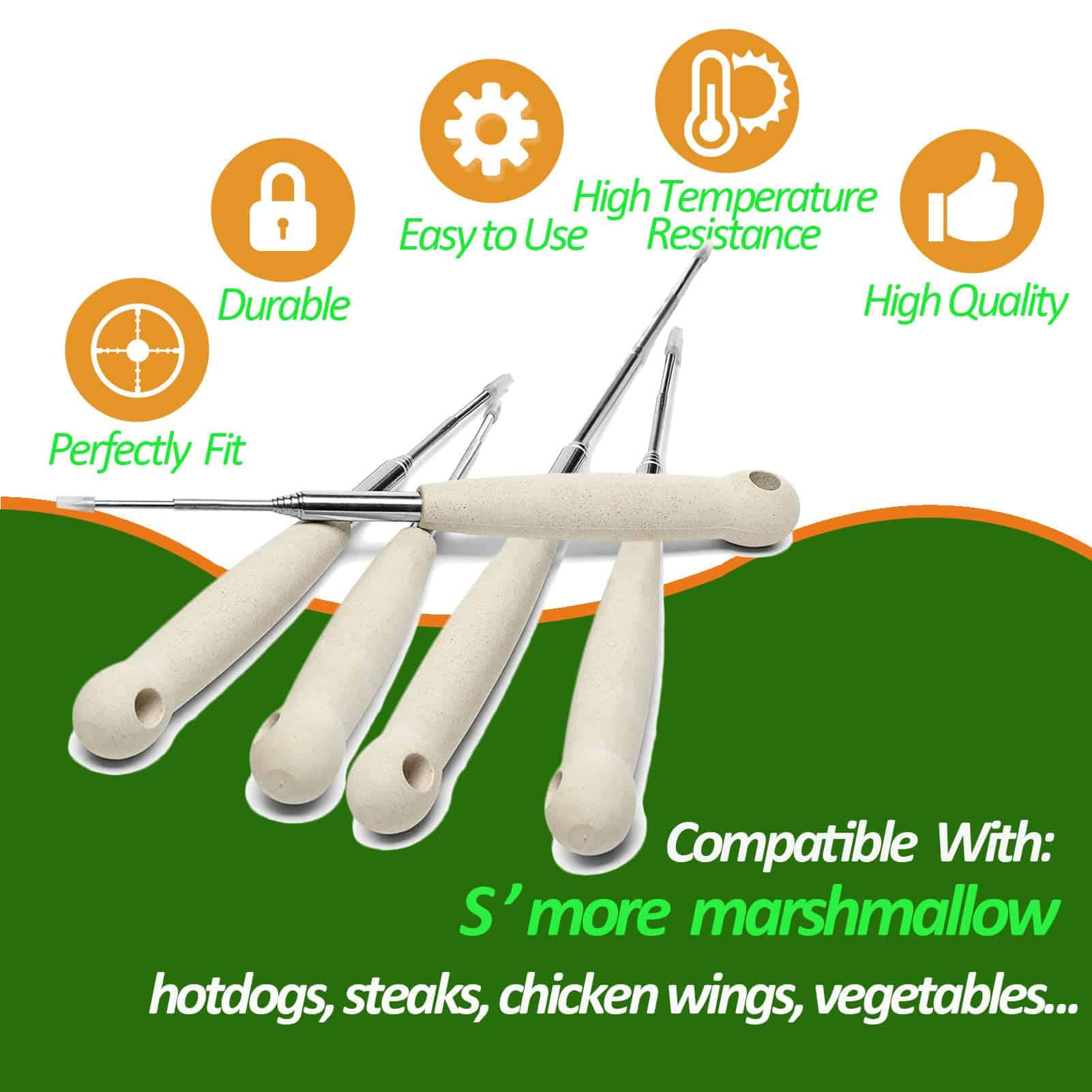 Atigrado 10 Pcs 32 pulgadas Kit de Palos para Asar - Imagen 4