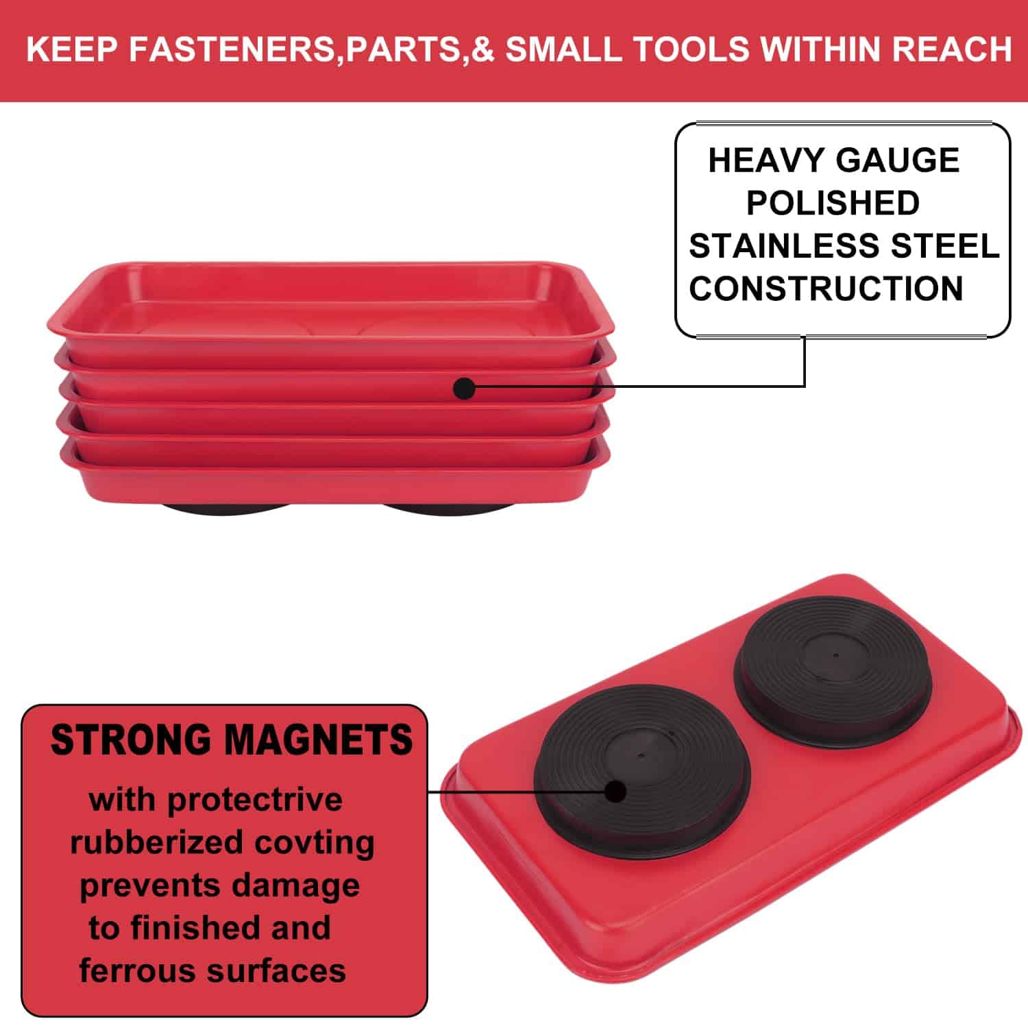 5 Piezas Bandejas Magnéticas, 9.4X5.5x1.4 Pulgadas, Bandeja - Imagen 4