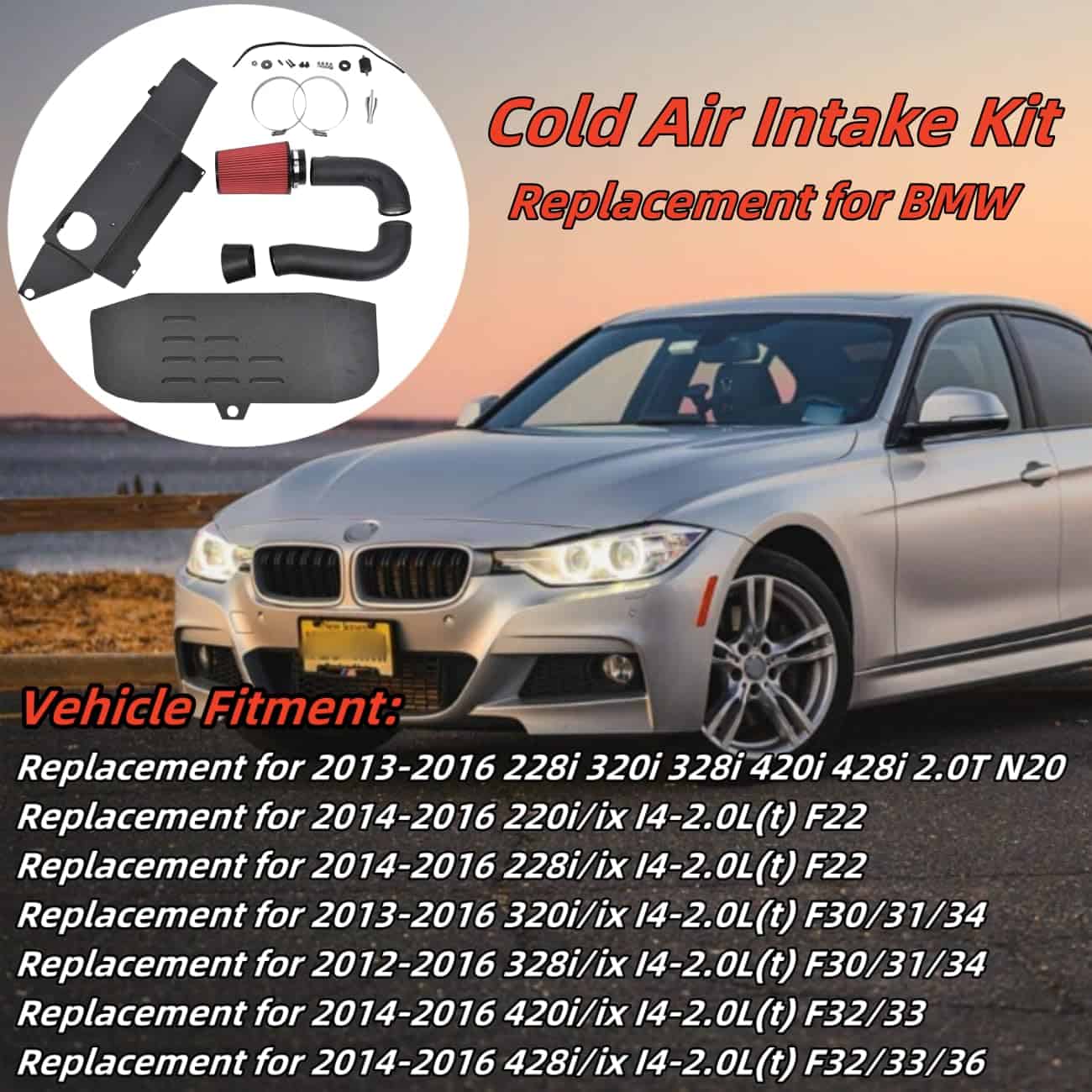 Kit de admisión de aire frío de repuesto para F30 220i 228i - Imagen 3