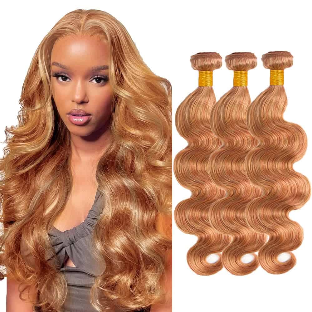 P2730 Highlight Brown Human Hair Bundles Honey Blonde Body