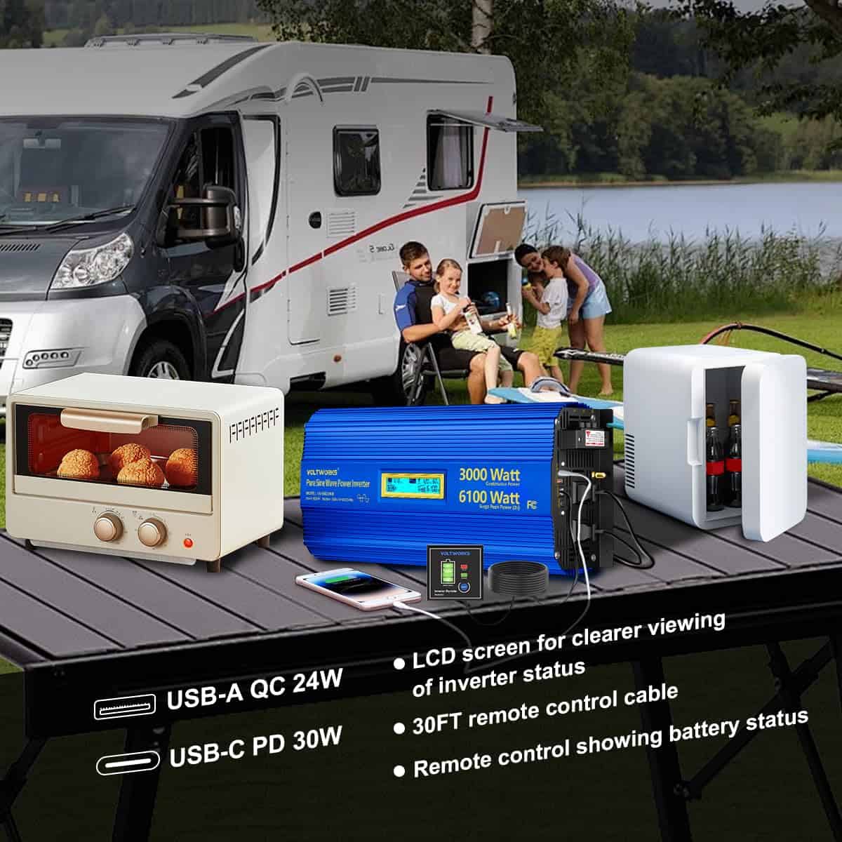 Inversor de onda sinusoidal pura de 3000 vatios 3000W 12V a - Imagen 6